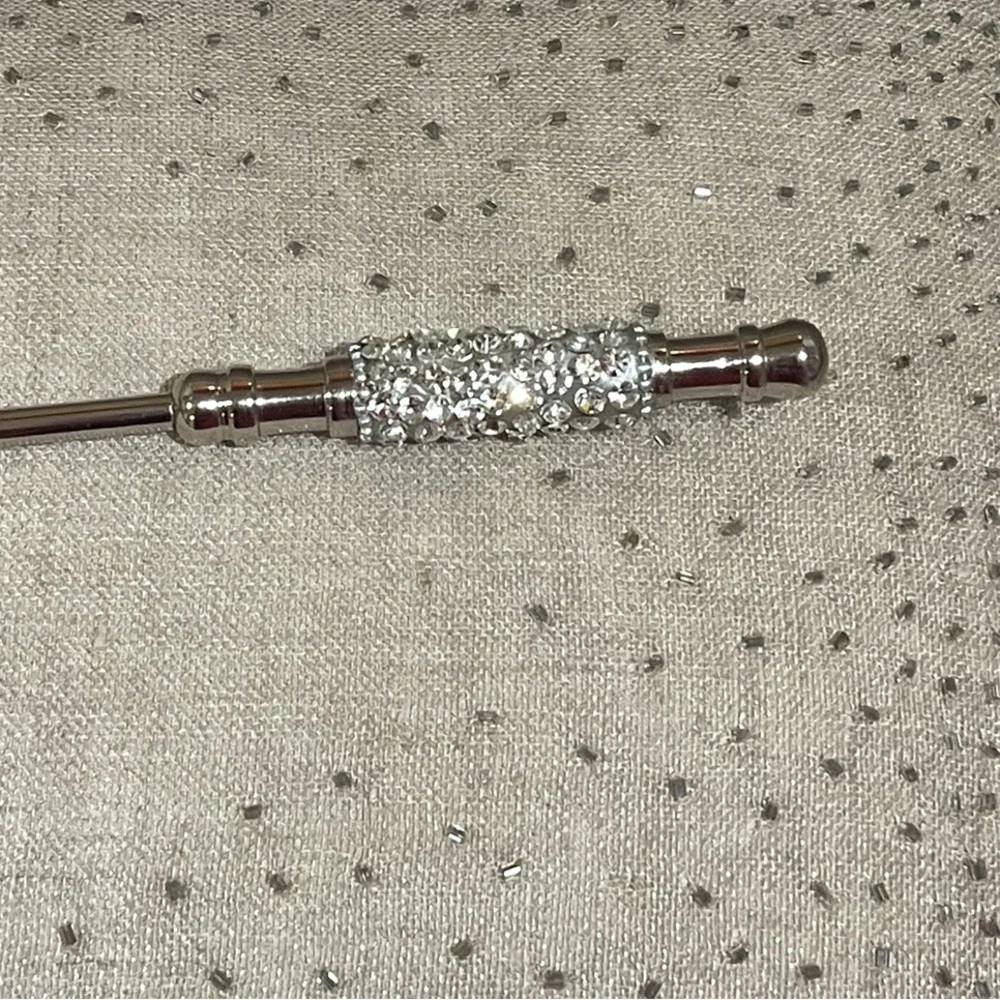 Silver Metal Candle Snuffer with Crystals